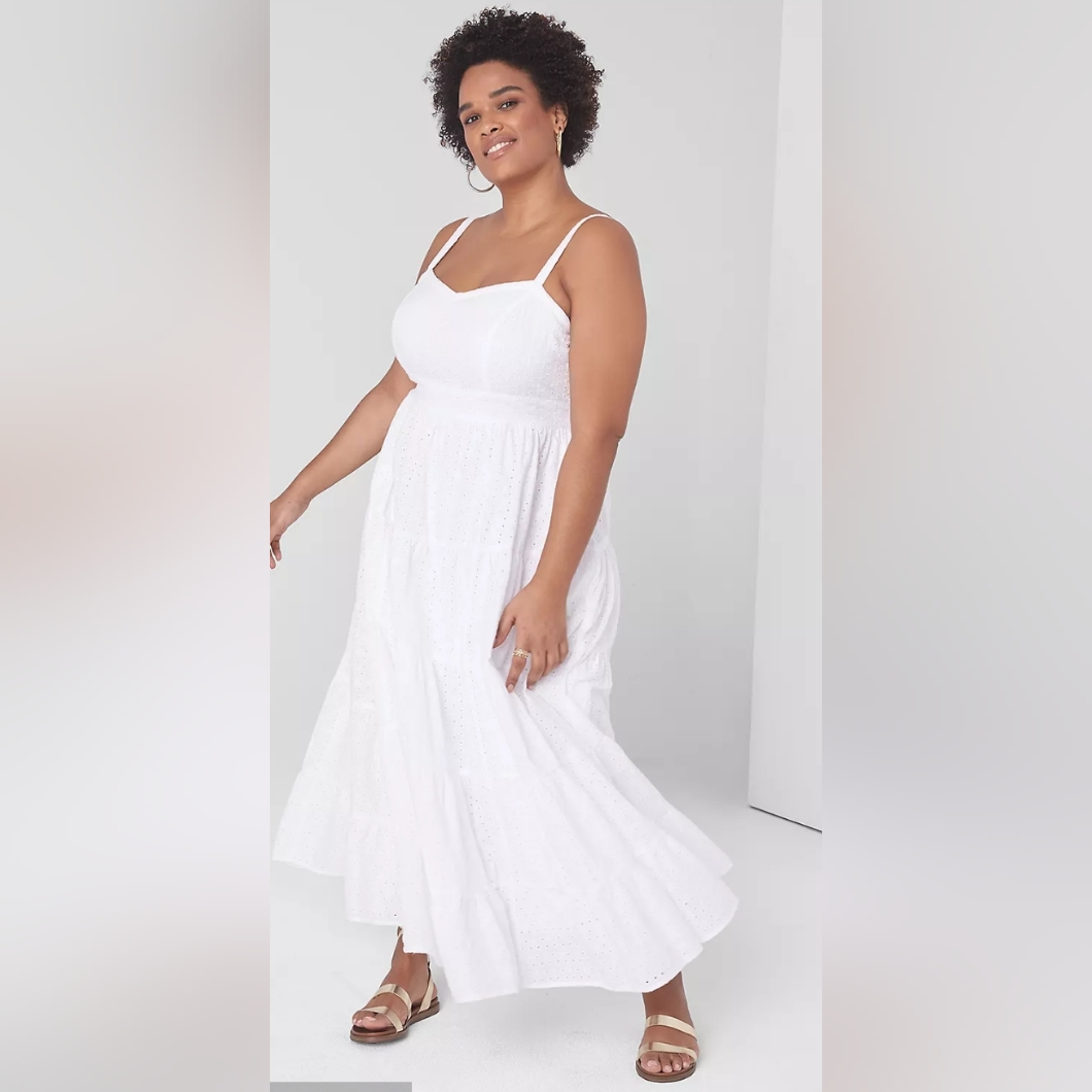 Lane Bryant Cream Textured Maxi Dress Size 14/16